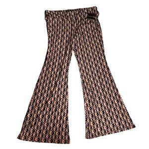 Flare lag high waisted jersey knit black brown floral pants preppy  plus sz XXXL